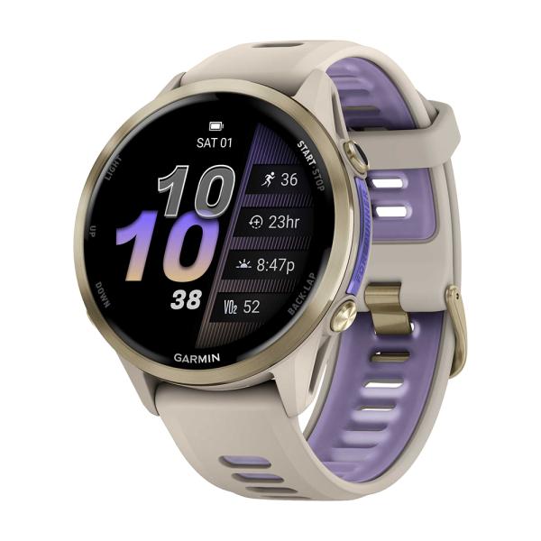 Умные часы Garmin Forerunner 970 47 мм Мягкий золотой титан с ремешком цвета французский серый 010-02969-12/010-02969-02