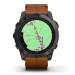 Часы Garmin EPIX PRO Gen 2 Sapphire Edition 51 мм, титановый угольно-серый, DLC, коричневый кожаный ремешок 010-02804-30