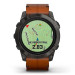 Часы Garmin EPIX PRO Gen 2 Sapphire Edition 51 мм, титановый угольно-серый, DLC, коричневый кожаный ремешок 010-02804-30