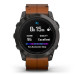 Часы Garmin EPIX PRO Gen 2 Sapphire Edition 51 мм, титановый угольно-серый, DLC, коричневый кожаный ремешок 010-02804-30