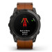Часы Garmin EPIX PRO Gen 2 Sapphire Edition 51 мм, титановый угольно-серый, DLC, коричневый кожаный ремешок 010-02804-30