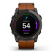 Часы Garmin EPIX PRO Gen 2 Sapphire Edition 51 мм, титановый угольно-серый, DLC, коричневый кожаный ремешок 010-02804-30