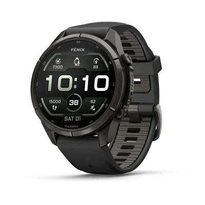 Часы Garmin Fenix 9 Pro 43 мм AMOLED LTE Carbon Gray DLC Titanium, Black/Pebble (010-04335-11)