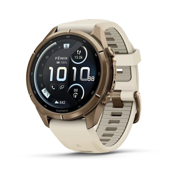 Часы Garmin Fenix 9 Pro 43 мм AMOLED LTE Gold Titanium, Cream/Fog Grey (010-04335-20/010-04335-21)